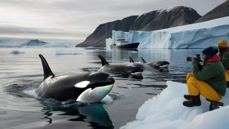 Orcas Near Collapsing Ice
